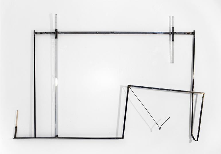 2015, ferro e acciaio inox bruniti, spazzolati, plexiglas trattato/colorato, 
cm. 116 x 177 x 9  ca.